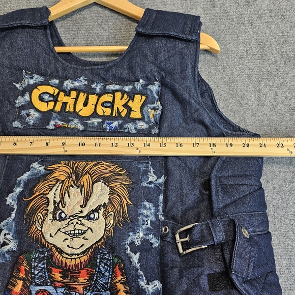 3XL LARGE DOG CHUCKY Horror Movie Quilted Vest Buckle Halloween Embroidered WOW - Picture 15 of 15